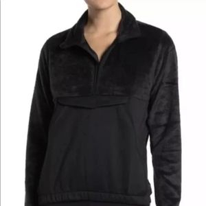 adidas Size Medium Front Pouch Athleticwear Faux Fur Mock Neck Half Zip Pullover